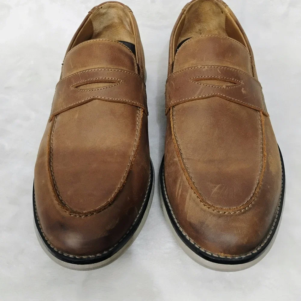 Johnston & Murphy McGuffey Penny Loafer Brown Leather Mens 8 M Sheepskin